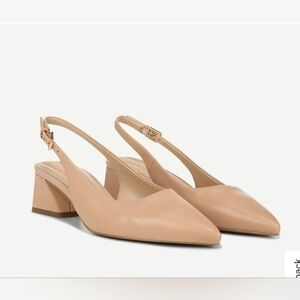 Franco Racer Slingback Beige Leather Elegant Shoes Size 7.5